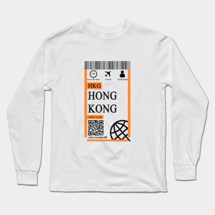 Hongkong flight ticket boarding pass new Long Sleeve T-Shirt